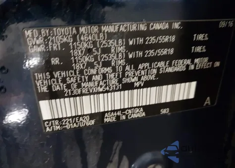 2017 Toyota Rav4 Platinum из США, поврежденный, VIN 2T3DFREVXHW543131